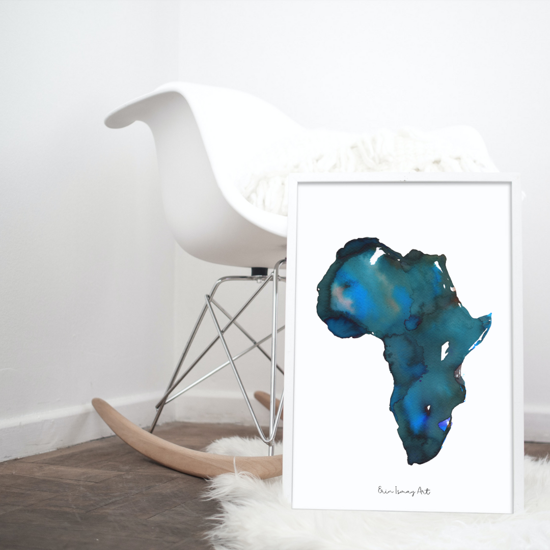 Africa Sapphire Watercolour Print
