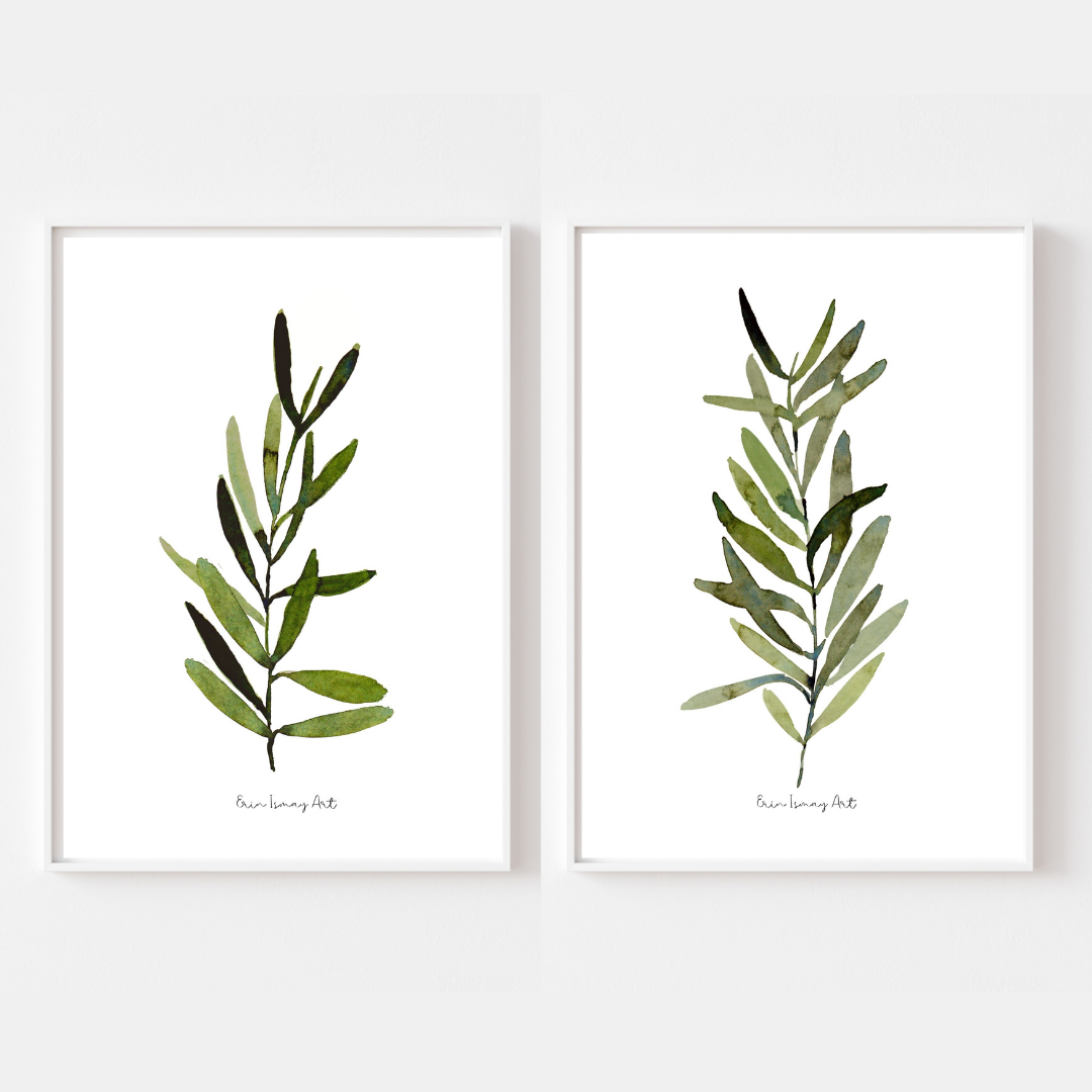 Olive Leaves Watercolour 2 Piece Set