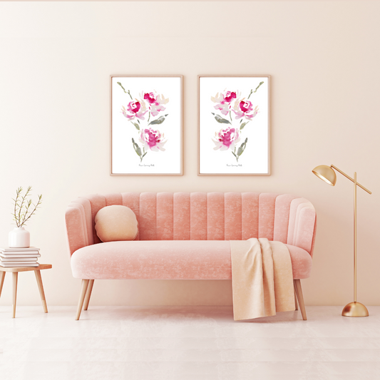 Romantic Floral Watercolour Print-2 Piece Set