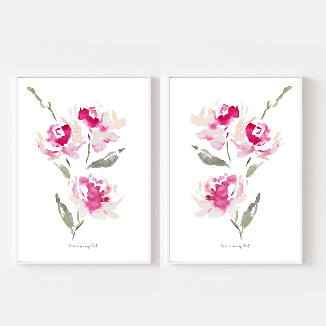 Romantic Floral Watercolour Print-2 Piece Set